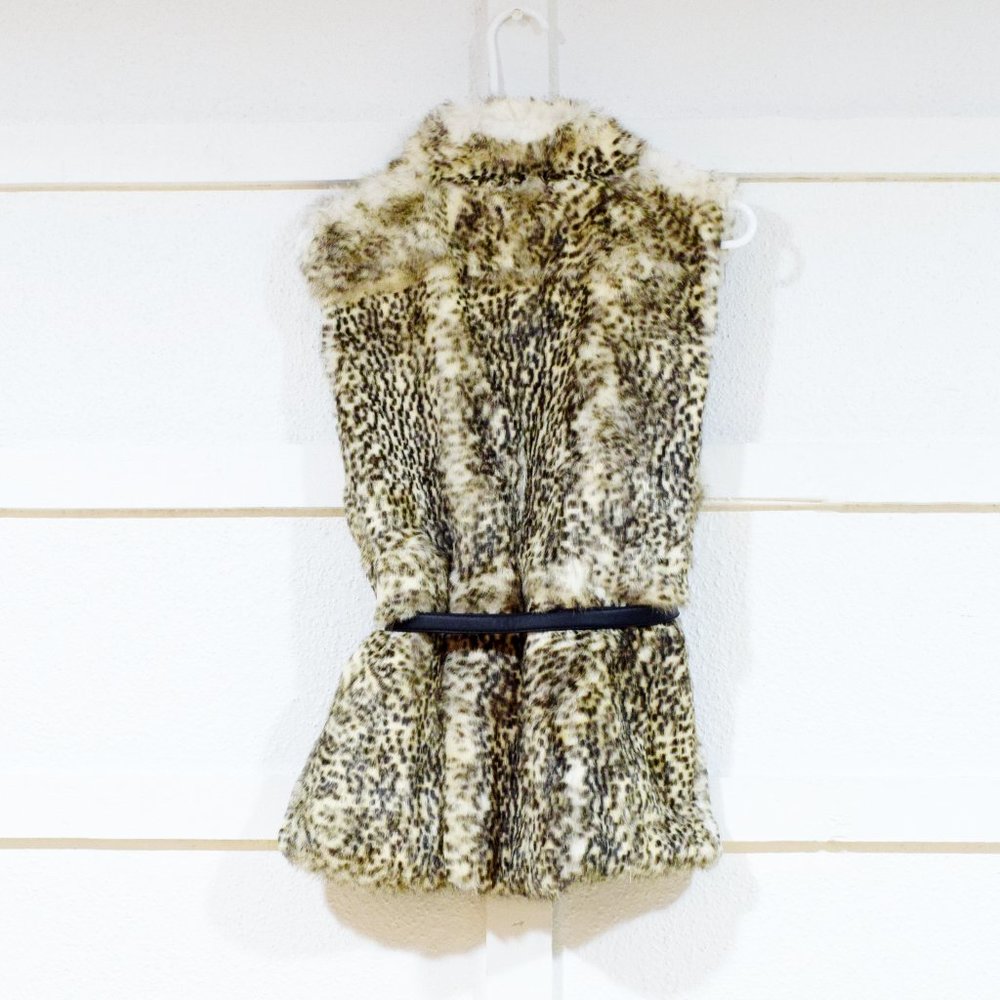 EXPRESS Vintage Genuine Rabbit Fur Vest with Leather Belt | Size M - Picture 3 of 7